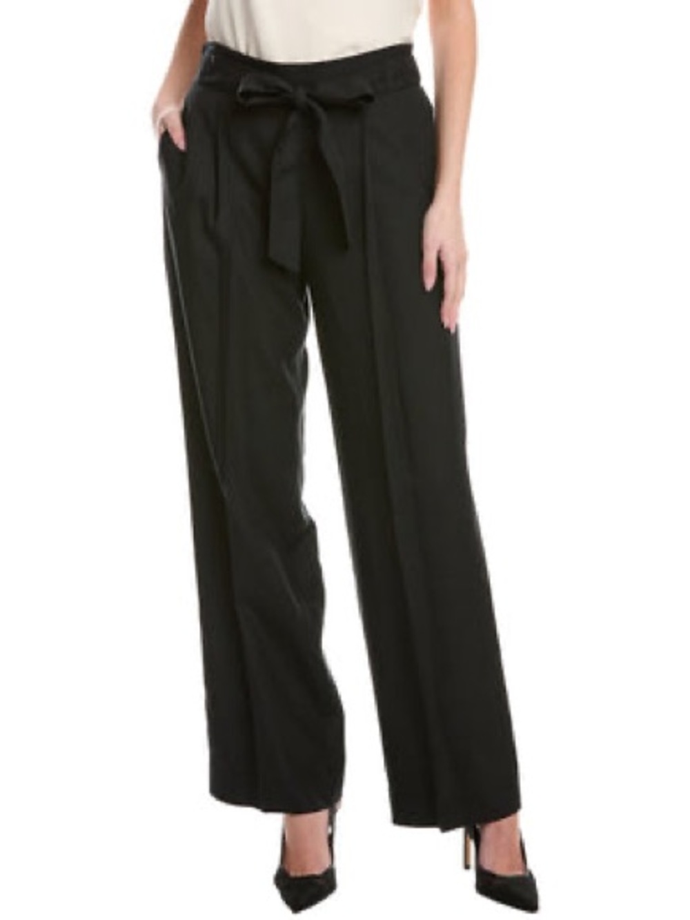 GUESS Black Wide-Leg Tie-Waist Pants